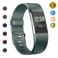 JOMOQ Replacement Bands Compatible for Fitbit Charge 2, Adjustable Breathable Sport Wristbands Silicone Accessories Women Men (Small, Slate)