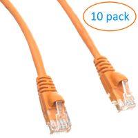 Kenuco CAT5e UTP Booted Ethernet Patch Cable | Orange | 9ft | Pack of 10