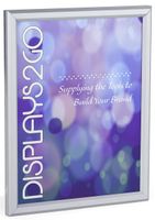 Displays2go Snap Open Sign Frame, 8" x 10", Wall or Tabletop, Protective Lens, Silver Aluminum (WSNF810SV)