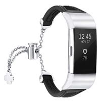 fastgo Compatible with Fitbit Charge 2 Bands, Slim Breathable Lightweight Replacement Leather Wristband Bracelet Sport Straps Compatible with Charge 2 HR Band for Women (Black)