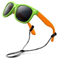 RIVBOS Rubber Kids Polarized Sunglasses with Strap Glasses Shades for Boys Girls Baby and Children Age 3-10 RBK004 （W Green）