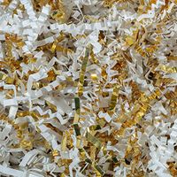 Crinkle Cut Paper Shred Filler (1/2 LB) for Gift Wrapping & Basket Filling - White & Gold | MagicWater Supply