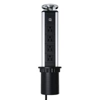 AHYUAN Retractable Pop up USB Power Socket Outlet 4 US Plug and 2 USB Ports for Office/Kitchen/Conference Room Home Electronics Devices (4-Outlet with 2 USB Ports)