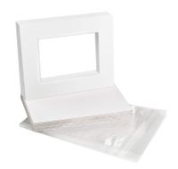 Golden State Art, Acid-Free Pre-Cut 8x10 White Picture Mat Sets. Includes Pack of 10 White Core Bevel Cut Mats for 5x7 Photos, 10 Backing Boards and 10 Crystal Clear Plastic Sleeves Bags