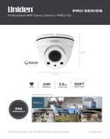 Uniden 4MP Pro Series 4.0-Megapixel IP Security Fixed Dome Camera 100' Night Vision 4MED-3.6