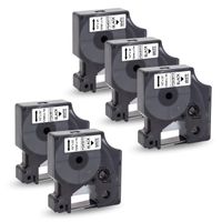 Pristar Replacement for DYMO 45013 Labeling Tape Compatible with DYMO Label Maker Label Manager 160 210D 280 360D 420P PNP Label Writer 450 Duo Turbo, Black on White 12mm x 7m 1/2" x 23', 5-Pack