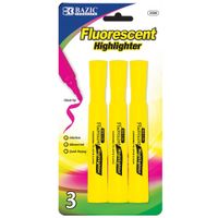 BAZIC Yellow Desk Style Fluorescent Highlighters (3/Pack) (Case of 24)
