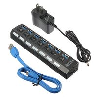7 Ports USB 3.0 HUB USB Splitter with On/Off Switch Platooninsert for Computer Peripherals (Black)