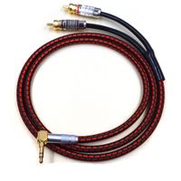 Monster Prolink Standard 100 Audio Cable Stereo 3.5mm Male to 2 RCA Male Red for Smartphone, MP3,CD, Tablets, Speakers,Home Theater,HDTV (Right Angle 3.5mm (9 Feet))