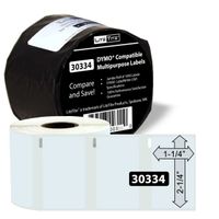LiteTite 30334 (1 Roll) DYMO LabelWriter (LW) Compatible Multipurpose Labels, 2-1/4 x 1-1/4 Inches, White, Blank (LT30334)
