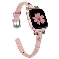 Wearlizer Leather Bands Compatible with Fitbit Versa/Versa 2 /Versa Lite/Versa SE for Women Men Large Small, Slim Genuine Leather Wristband Replacement Strap for Fitbit Versa(Pink)