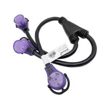Parkworld 692088T RV 30 AMP Splitter, TT-30P to (2) TT-30R (Black with neon-Light in Ends) Y Adatper Cord