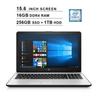 2019 Newest HP Pavilion 15 15.6 Inch HD Laptop (Intel Core i3-7100U 2.4 GHz, 16GB DDR4 RAM, 256GB SSD (Boot) + 1TB HDD, Intel UHD Graphics 620, WiFi, Bluetooth, HDMI, Windows 10 Home)
