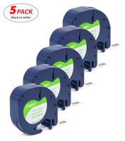 Label Orison Replace for Dymo 10697 (91330 S0721510) LetraTag Label Tape Black on White LT Paper Labeling Refills for Plus LT100T QX50,1/2 Inch x 13 Feet 12mm x 4m,5Pack