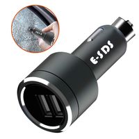E-SDS Dual USB Car Charger Safety Hammer & Auto Crash Emergency Escape Tool, 24W Car Phone Charger Adapter with Window Glass Breaker