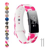 Tkasing Compatible with Fitbit Inspire/Inspire HR/Ace 2 Band,Soft Silicone Strap Replacement Wristband Replacement for Fitbit Inspire HR (Red Flower, Large(7.1-8.7inch Wrist))