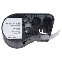 MC-1500-595-YL-BK Cartridge with Ribbon,High Adhesion Vinyl Label Tape Black on Yellow Vinyl Film Compatible with Brady BMP51 and BMP53 Label Printers - 25' Length, 1.5" Width