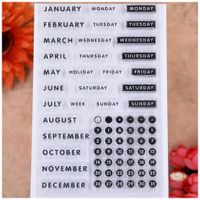 KWELLAM Words Calendar Week Month January December Monday Sunday Numbers Clear Stamps for Card Making Decoration and DIY Scrapbooking