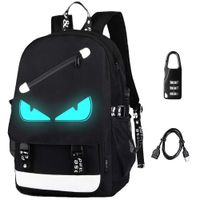 Anime Backpack Luminous Backpack Men School Bags Boys Girls Cartoon Bookbag Noctilucent USB Chargeing port&anti-theft Daybag Women (Evil eye)