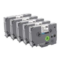5-Pack Replace Brother P Touch TZ TZe 12mm 0.47 Inch, TZ231 TZe231 TZe-231 Black on White Laminated Tape,Work with Brother P-Touch PT-D200 PTD600 PT1290 Label Maker,12mm x 8m (1/2 Inch x 26.2 Feet)