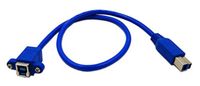 zdyCGTime 20" Panel Mount USB 3.0 B Female to USB B Male Extension Cable with Screws(Blue)