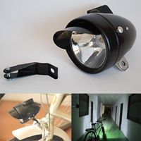 GOODKSSOP Black Chrome Metal Shell Bright Classical Cool Bicycle Headlight Retro Vintage Bike LED Light Night Riding Safety Front Fog Head Lamp Headlamp