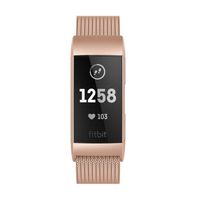 FUZVOL Metal Bands Compatible with Fitbit Charge 3 and Charge 3 SE Fitness Tracker, Stainless Steel Magnetic Large (6.1" - 9.9") Replacement Sport Bands Strap for Women Men, Rose Gold