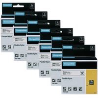 6-Pack Replace DYMO 18489 Industrial 3/4'' Black on White Flexible Nylon Label Tapes Work with DYMO Rhino Industrial 4200 5200 5000 6000 Label Maker