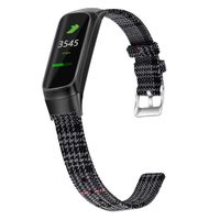 Aresh Compatible with Samsung Galaxy Fit Band, Canvas Woven Bands/Soft Breathable Fabric Replacement Wristbands for Samsung Galaxy Fit Smartwatch (Black&Gray)
