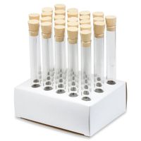 16X150mm Glass Test Tubes with Cork Stoppers and Cardboard Rack, 3.3 Boro, 23ml, Karter Scientific 212V8 (Pack of 25)