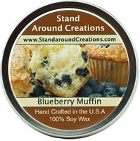 Premium 100% All Natural Soy Wax Aromatherapy Candle - 4oz Tin - Blueberry Muffins: Is the aroma of a freshly baked blueberry muffin. Top notes of juicy tart blueberries with orange zests, middle notes of butter cake, and base notes of vanilla and almond.
