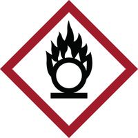 Brady 118883 Coated Paper GHS Oxidizing Picto Labels , Black/Red On White,  2" Width x 2" Height,  Pictogram "Oxidizing" (4 Labels per Card, 1 Card per Package)