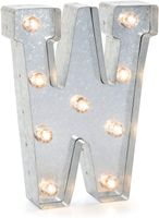 Darice Silver Metal Marquee Letter - W - 9.87" Tall, Galvanized Silver Finish