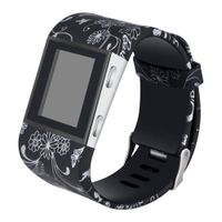 Newest Colorful Flower Surge Bands，Soft Silicone Band with Metal Buckle Bracelet Strap Replacement Band for Women Men Girls Replacement Accessories Fitness Wristband Sport (L, Black Lotus)