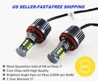 2X 120W CREE NEW H8 LED Angel Eyes Halo Ring Light Bulbs HID Xenon White For BMW