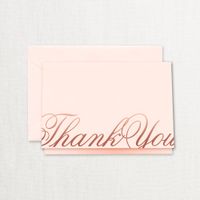 Crane Copper Foil Script Thank You Note, Pink Mist (CT1778)