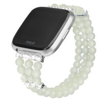 somoder Beaded Bling Bands Compatible with Fitbit Versa Women Girls, Handmade Elastic Stretch Night Luminous Pearl Bracelet Bands with Rhinestone Small Large