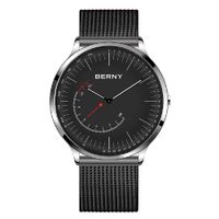 BERNY Hybrid Smart Watch Couple Watch for Men and Women, Pedometer Calories Monitor Fitness Tracker with SOS Function, Compatible with iPhone and Android (Black-3, Male)