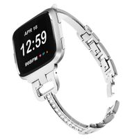 WONMILLE Slim Bling Bands Compatible with Fitbit Versa Bands Women, Replacement Band Bracelet with Rhinestones Diamond D-Link Strap for Fitbit Versa/Versa 2/Versa Lite/Versa SE (Silver)