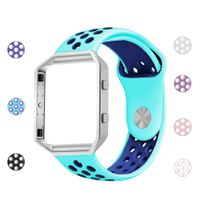 iGK Silicone Replacement Bands Compatible for Fitbit Blaze, Soft Sport Strap with Metal Frame for Fitbit Blaze Teal & Navy Band with Silver Frame Large