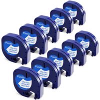 10-Pack Replacement for DYMO LetraTag Refills Plastic Tape 91331 (S0721610) Black Print on White Labeling Tape Work with DYMO LetraTag Plus LT-100H LT-100T QX50 (1/2 Inch x 13 Feet 12mm x 4m)