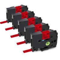 Freshworld Compatible Tape Replacement for Brother P-Touch TZe-431 TZ-431 12mm 0.47 Inch Laminated Label Maker Label Tape,for PT D210 H110 D600 1230PC 1280 P-Touch Cube,Black on Red,1/2" x 26.2ft, 5P