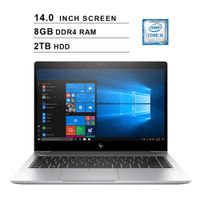 2019 Premium HP EliteBook 840 14 Inch FHD Business Laptop (Intel Core i5-8250U up to 3.4 GHz, 8GB DDR4 RAM, 2TB FHDD, WiFi, Bluetooth, FHDMI, Windows 10 Pro) (Silver)