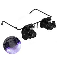 UEETEK 20X Double Eye Watch Repair Magnifier Glasses Loupe Lens Jeweler Watch Repair with LED Light
