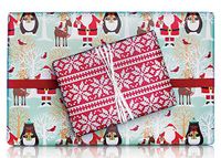 Reversible Woodland Santa Claus Knitted Sweater Christmas Gift Wrap Paper - 15 Foot Roll