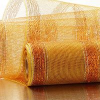 10"X10 Yards BRW/Gld/Cpppr MTLC Wide Stripe LSR Deco MSH