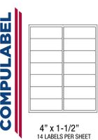 Compulabel Mailing Labels for Laser and Inkjet Printers, 4 x 1 1/2 Inches, Permanent Adhesive, 14 per Sheet, 250 Sheets per Carton (331604)