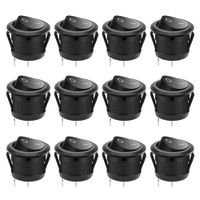 12 Pcs SPST Snap-in ON-Off 2 Pin Round Snap Rocker Boat Switch Black AC 250V 6A 125V 10A for Car Auto Boat Household Appliances by MXRS