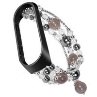 Strap Bracelet for Xiaomi Mi Band 4 Miband 3/4 Replacement Band, ASTVSHOP Bead String Wrist Strap Wristband Smart Watch Band Watchband Accessories Adjustable for Mi Band 3 (14cm x 3.2 cm x 2cm, Gray)