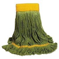 Boardwalk 1200LCT EcoMop Looped-End Mop Head, Recycled Fibers, Large Size, Green, 12/Carton